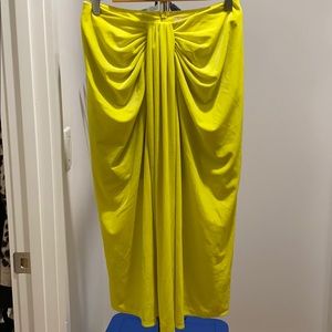 H&M NWT neon yellow velvet draped skirt sz6